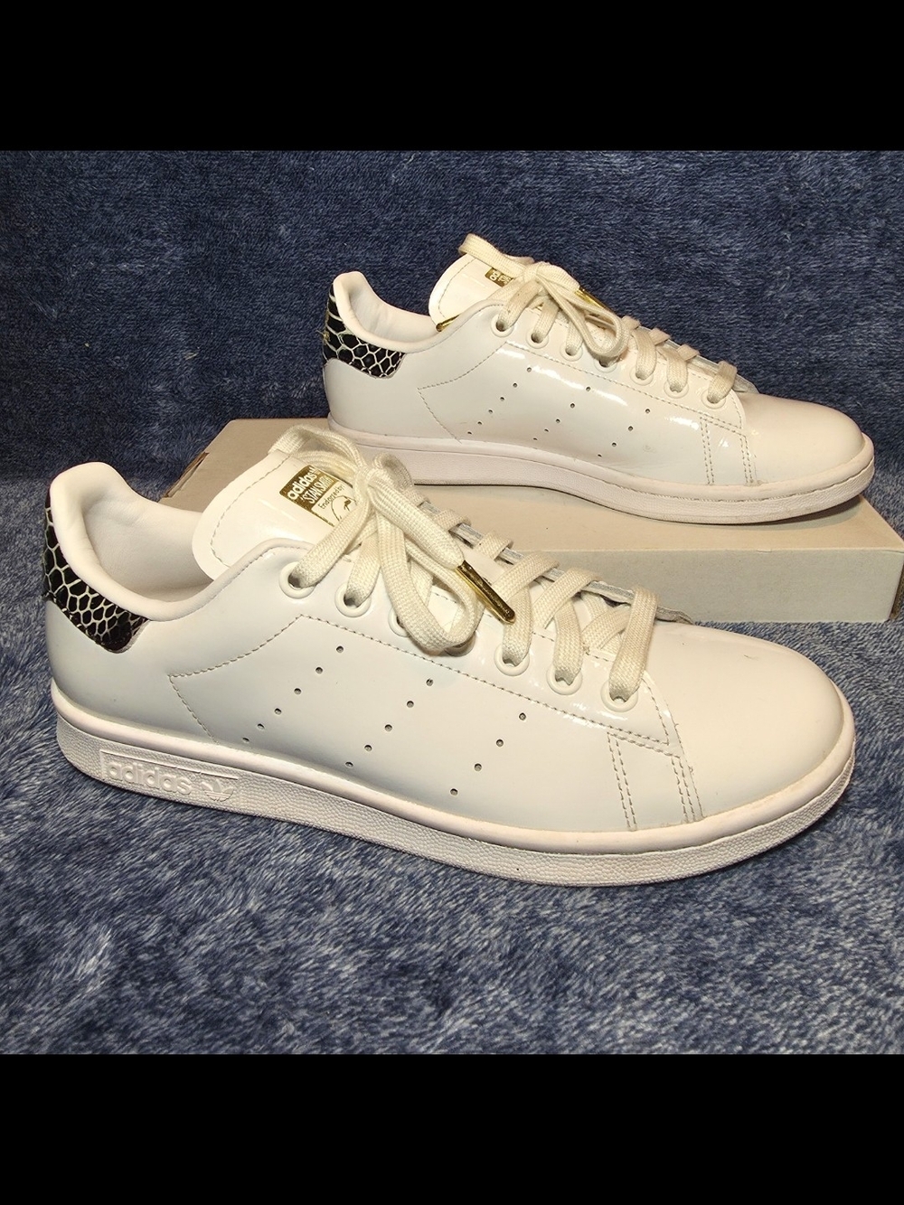 adidas Originals Stan Smith Patent Leather Black Snakeskin Sneakers